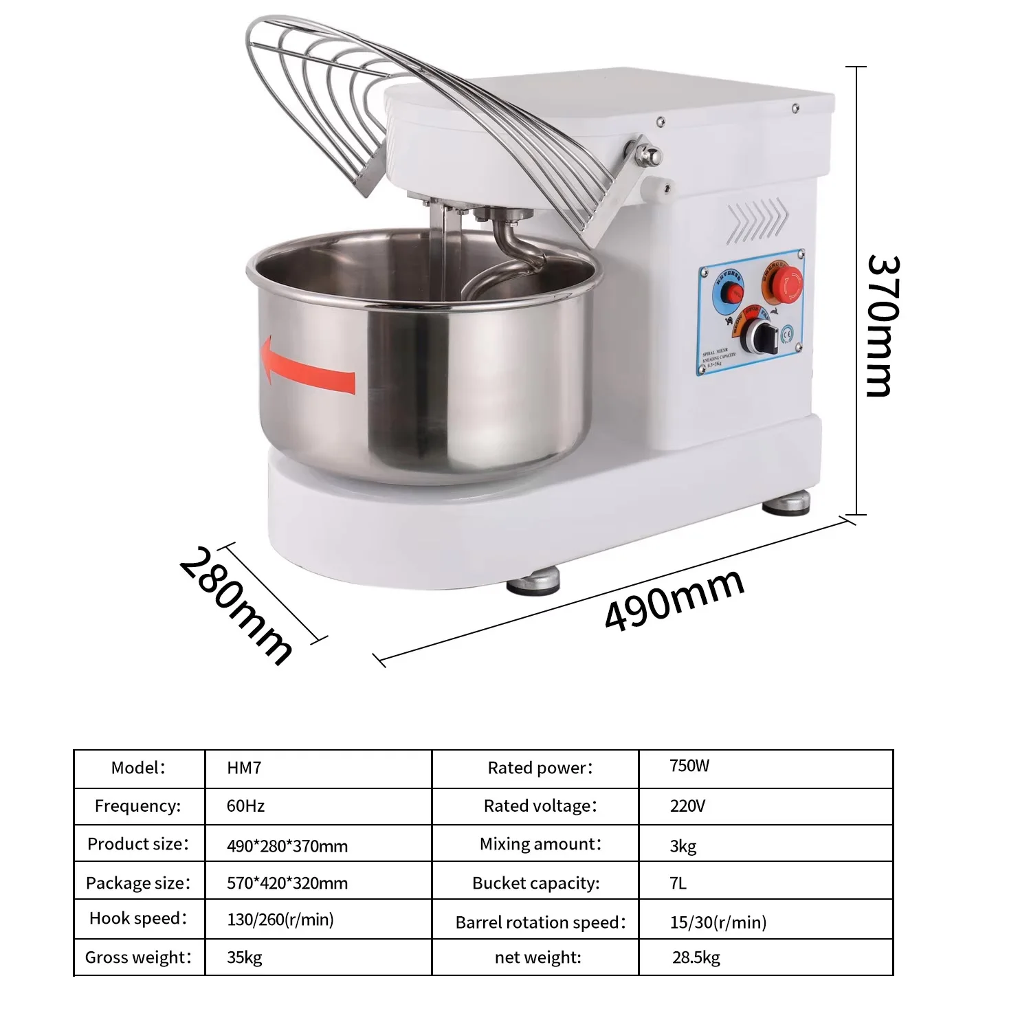 XEOLEO 7L آلة الشيف عالية الطاقة الوقوف خلاط ل كعكة الدقيق العجن خلاط طعام خافق البيض الأجهزة المنزلية المطبخ مخبز هوك
