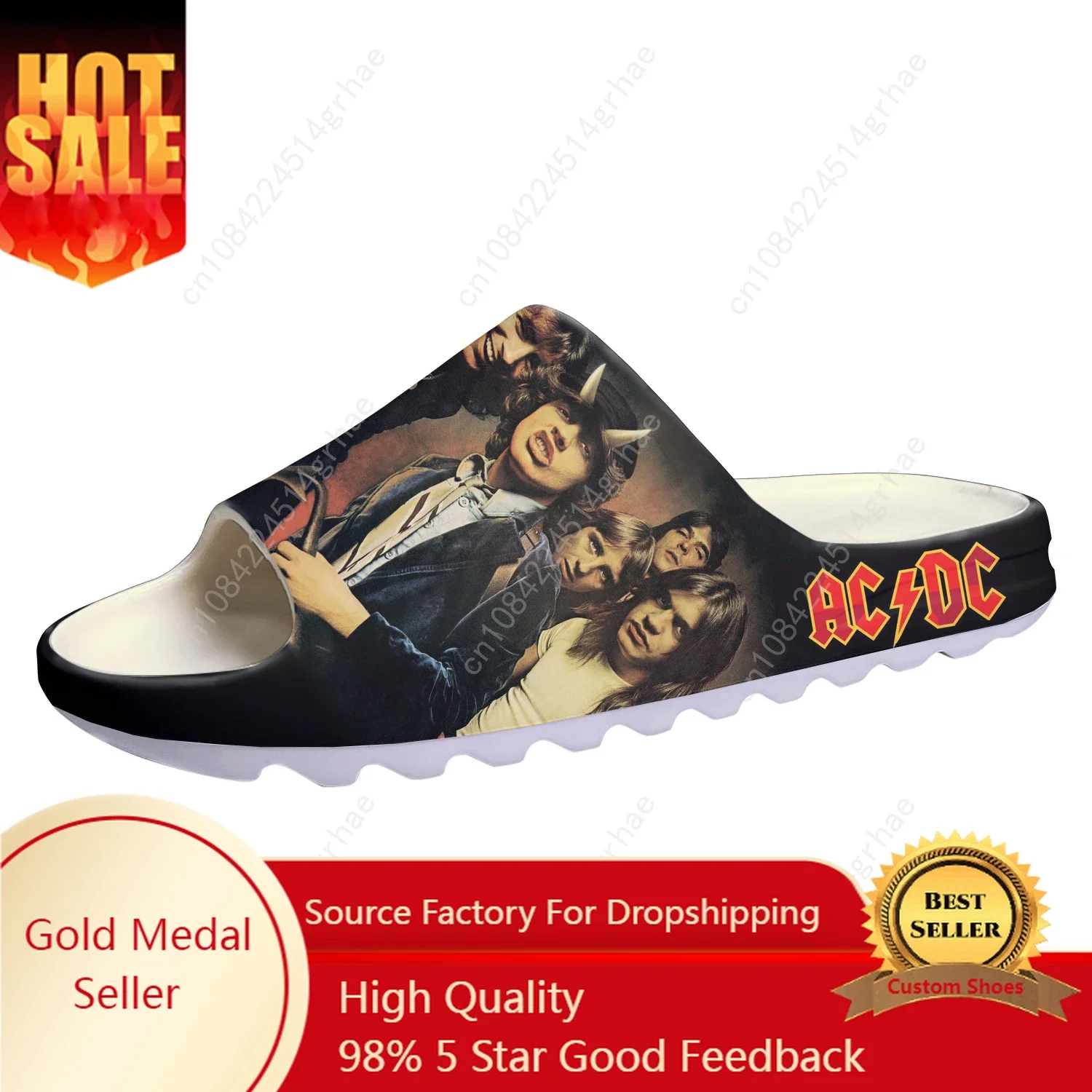 A-AC Rock Band D-DC Soft Sole Sllipers Home Clogs Customized Step on Water Shoes Mens Womens Bathroom Beach Step in Slliper