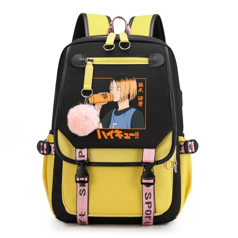 Mochila escolar com design anime para menino e menina, bolsa de viagem para adolescentes e adolescentes