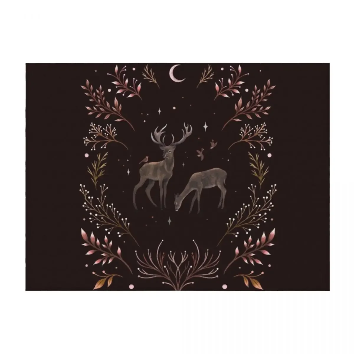 

Deers in the Moonlight - Chocolate Brown Throw Blanket christmas gifts Bed Fashionable Warm Sofa Quilt Blankets