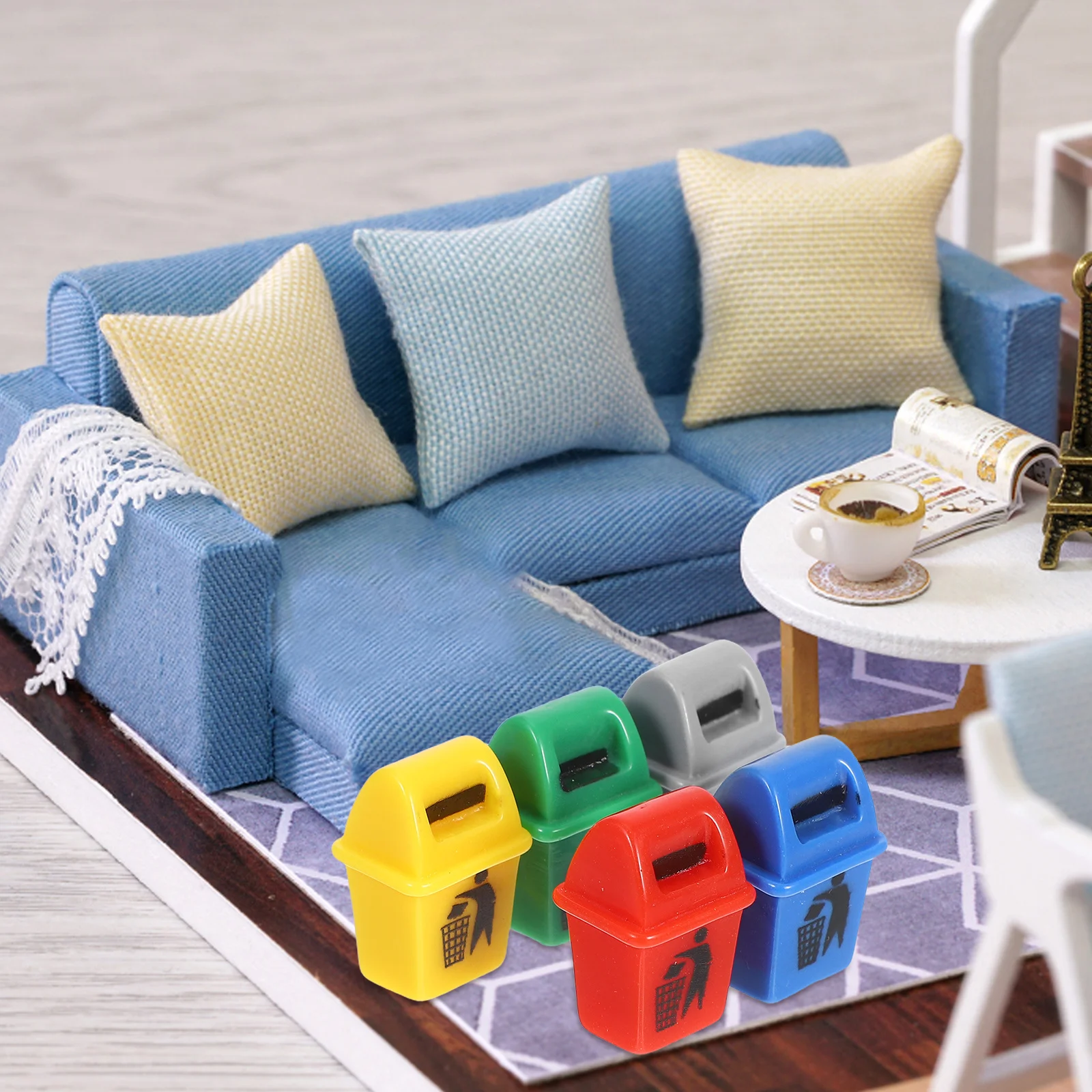 Poubelle Miniature pour maison de poupée, 10 pièces, seau de tri de recyclage réaliste pour Micro paysage féerique, décoration de jardin de maison