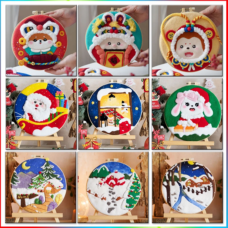 

SDOYUNO Animal Painting DIY Wool Embroidery Kit DIY Wool Needle Felt Picture Kit Craft Painting For christmas decoration Gift