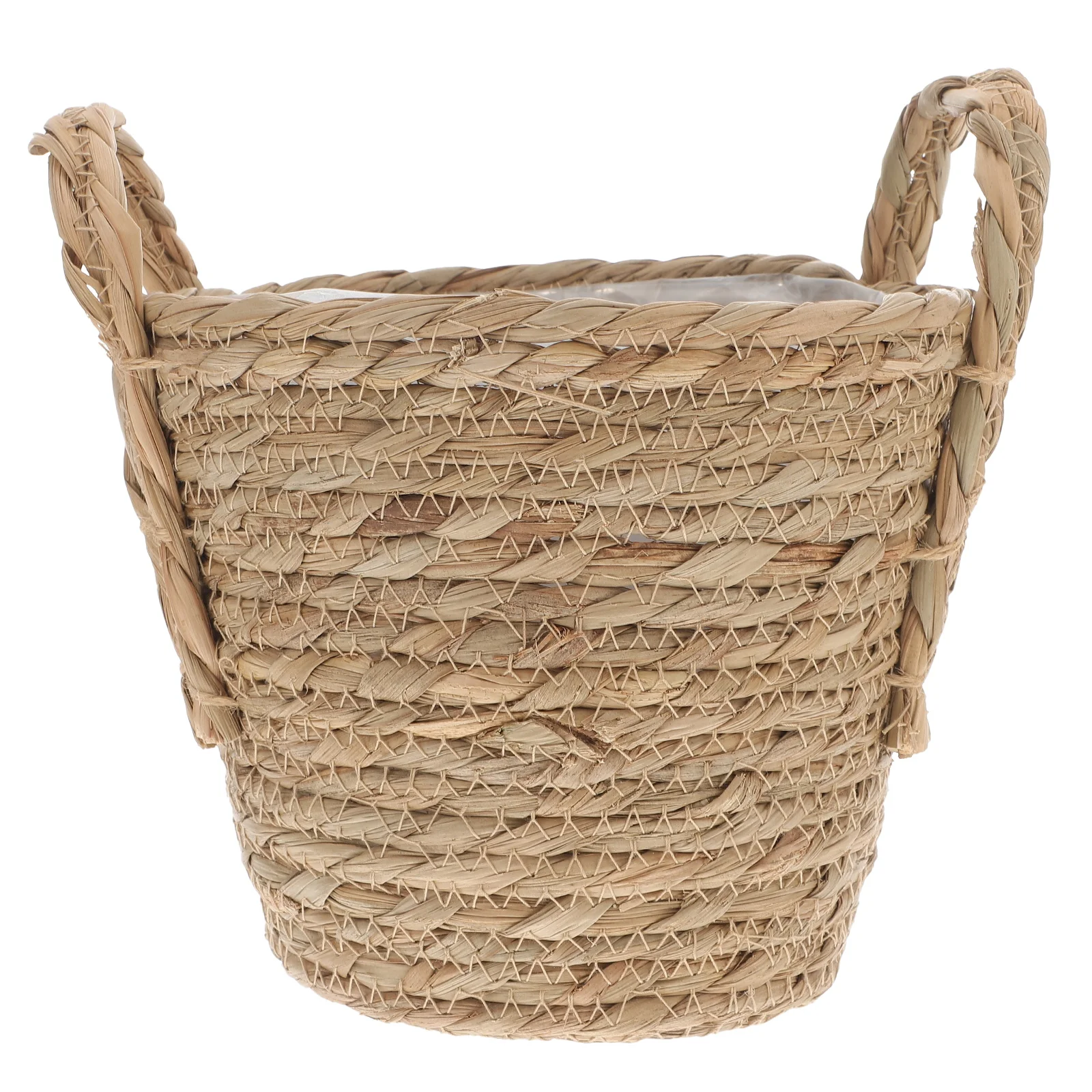 

1pc Straw Flower Woven Basket Planter 20CM Retro Planters Storage Baskets Indoor Vases Straw Flowerpot Seaweed Material