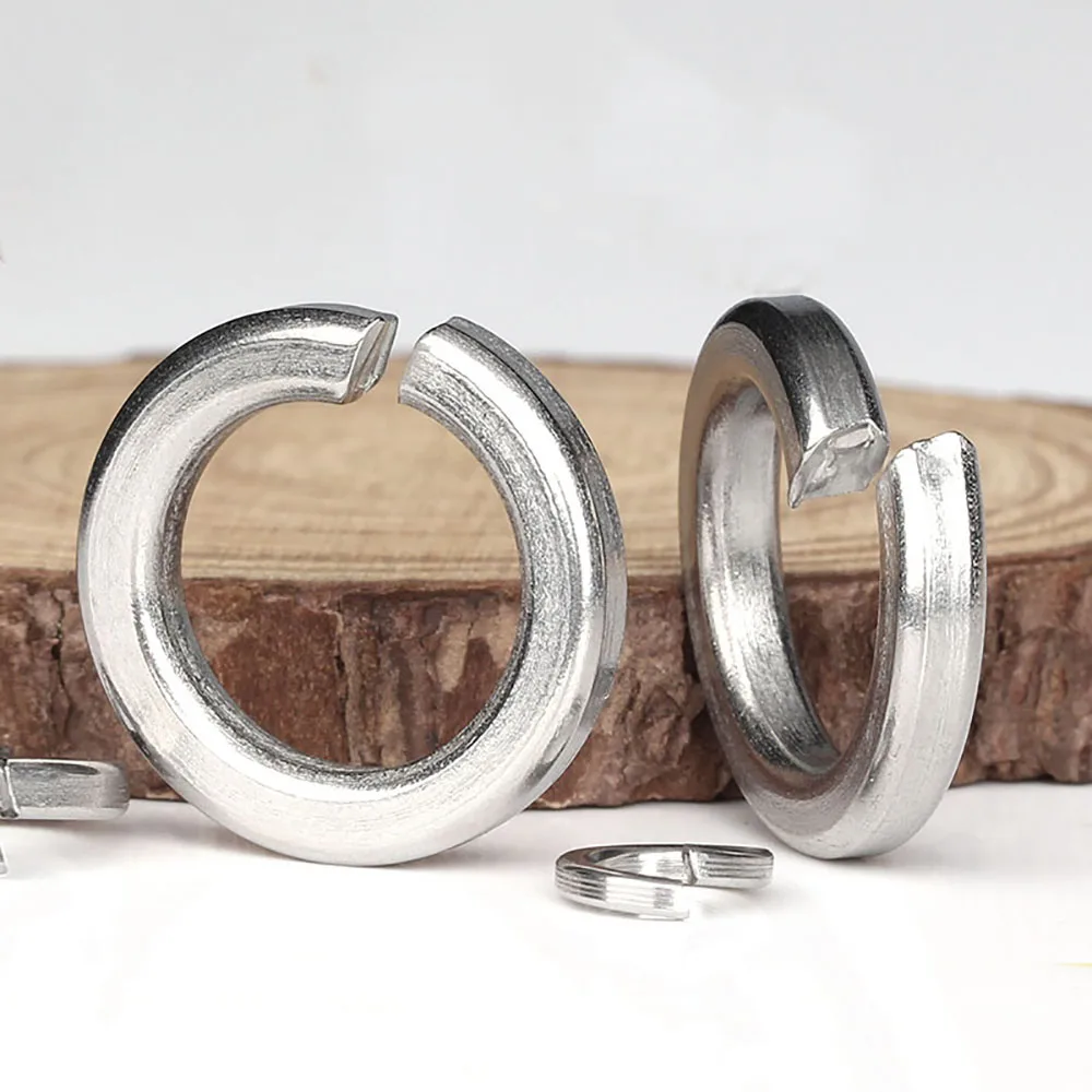 304 Stainless Steel Split Spring Lock Washers Elastic Anti Loose Gaskets M1.6-M30 Precision Equipment Shaft Fastening Hardware