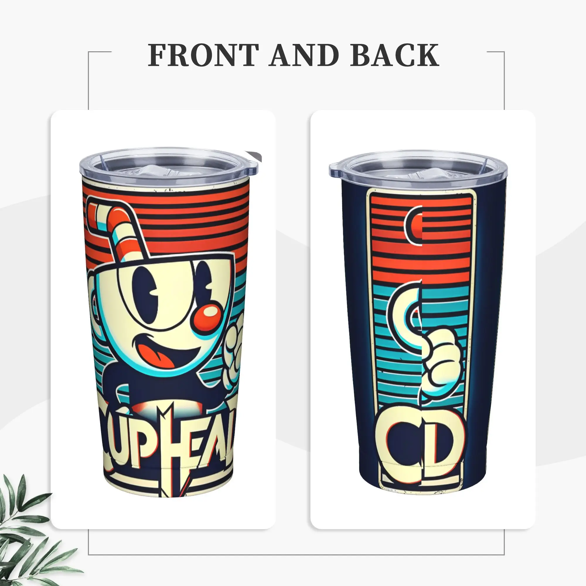 Cuphead Don't Deal with the Devil Tumbler Vacuum Insulated Game Coffee Cups Stainless Steel Smoothie Tea Mugs Spill Proof, 20oz