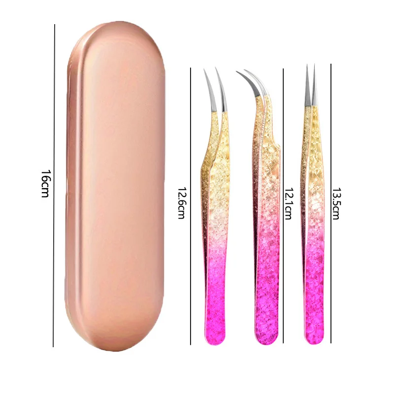 Precision Stainless Steel Eyelash Extension Tweezers - High-Quality Curved & Straight Tips for Flawless Brow Shaping, Ingrown Ha