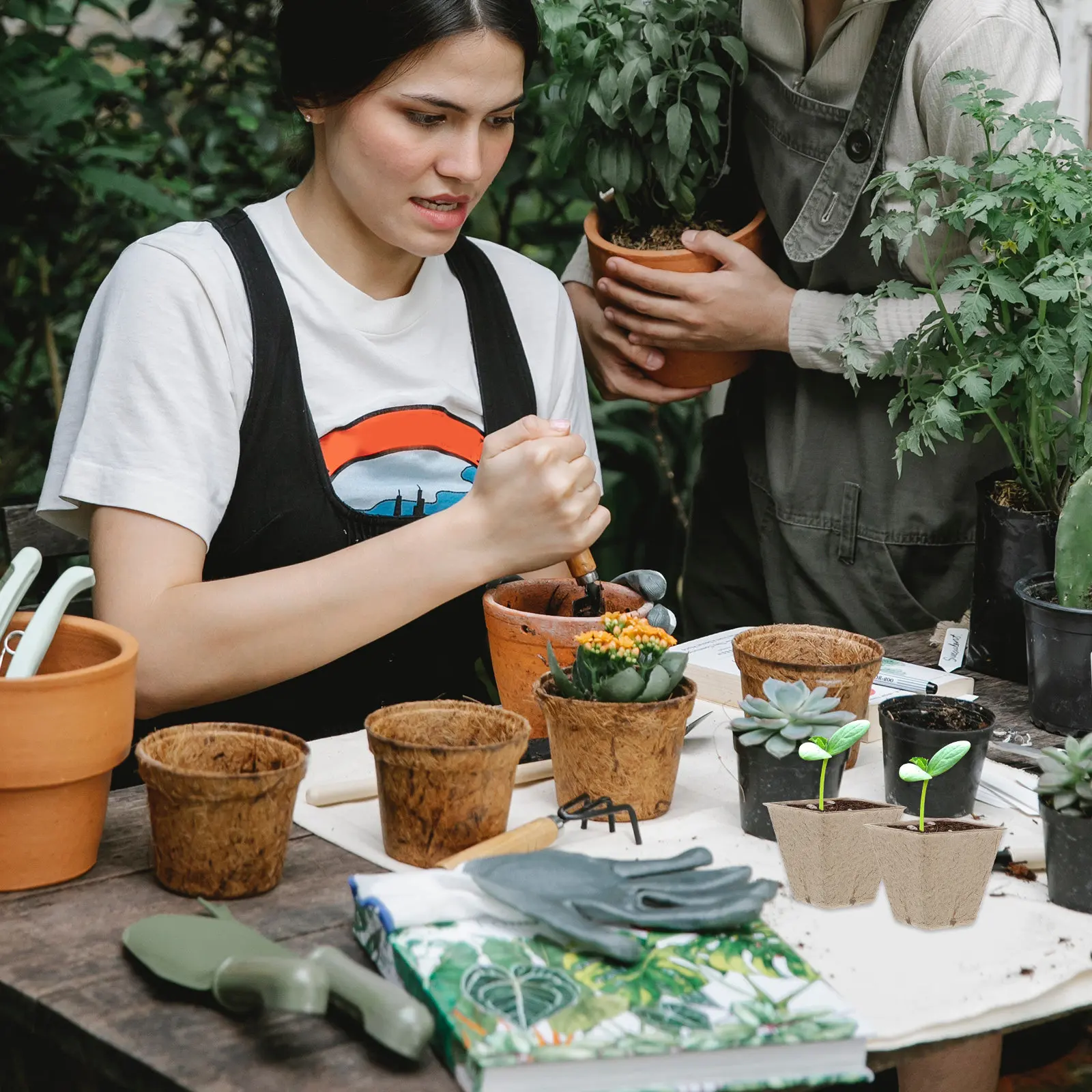 

50 шт. квадратных торфяных горшков для рассады, бумажные горшки для саженцев, наборы для выращивания цветов и растений, с дренажными отверстиями, для DIY-проектов в саду