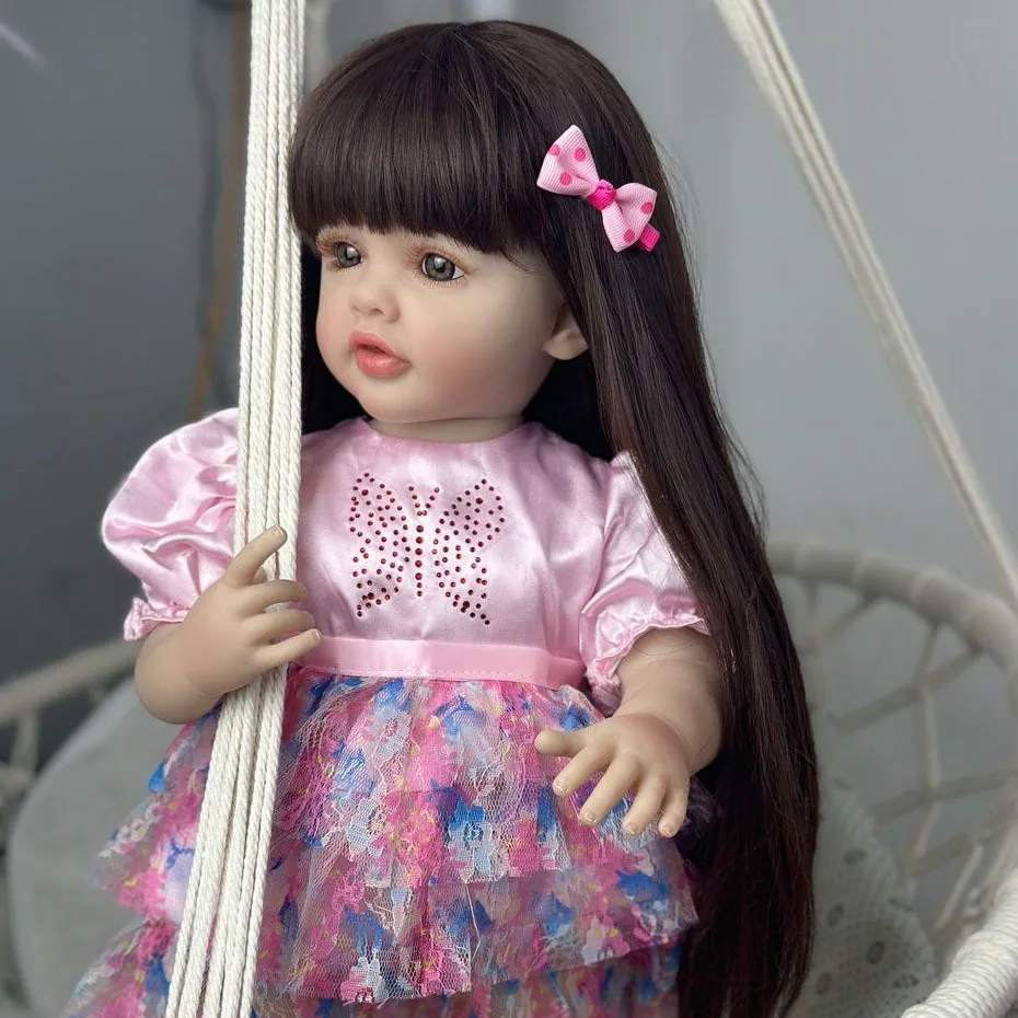 

BZDOLL 55cm Reborn Baby Girl with Full Body Soft Vinyl, Lifelike Princess Toddler Newborn 22 Inch Doll Bebe Bath Toy Lovely Gift for Kids Including Feeding Bottle and Pacifier