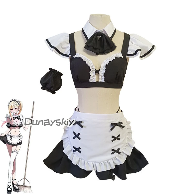 Anime Dress Up Kitagawa Marin Cosplay Costume Maid DRESS With Necklace Navy Style Swimsuit Halloween Carnival