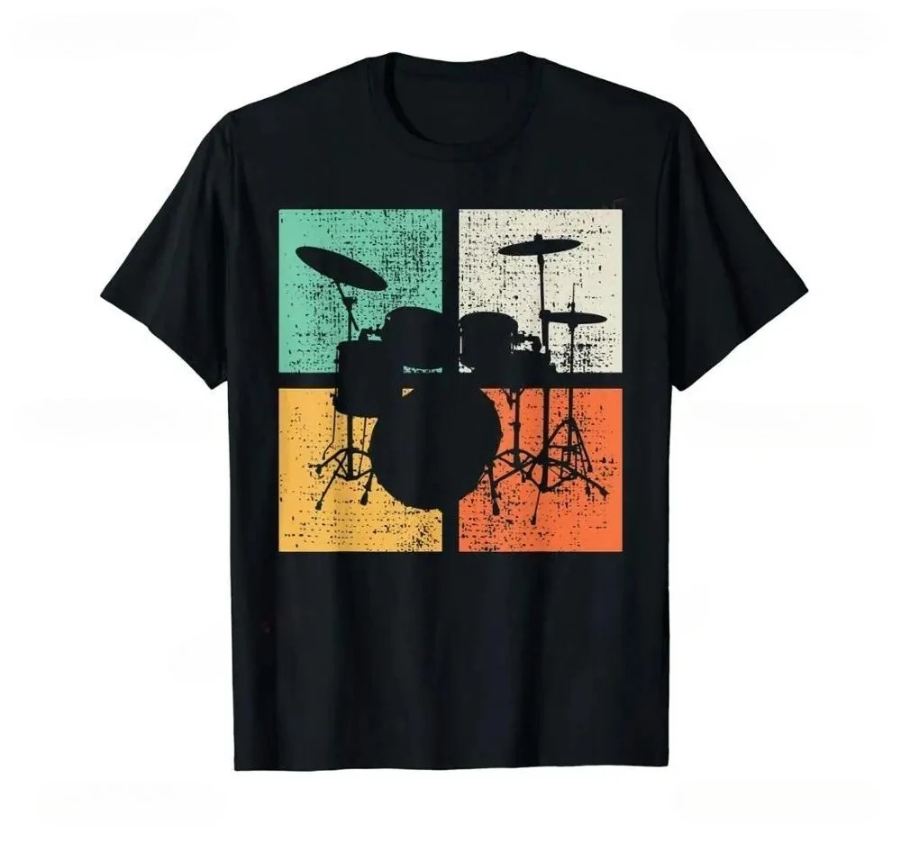 Damen-T-Shirt mit Schlagzeuger-Aufdruck, Hip-Hop-Kurzarm, Harajuku-Stil, Damenbekleidung, modische Grafik-T-Shirts, Sommer-Streetwear