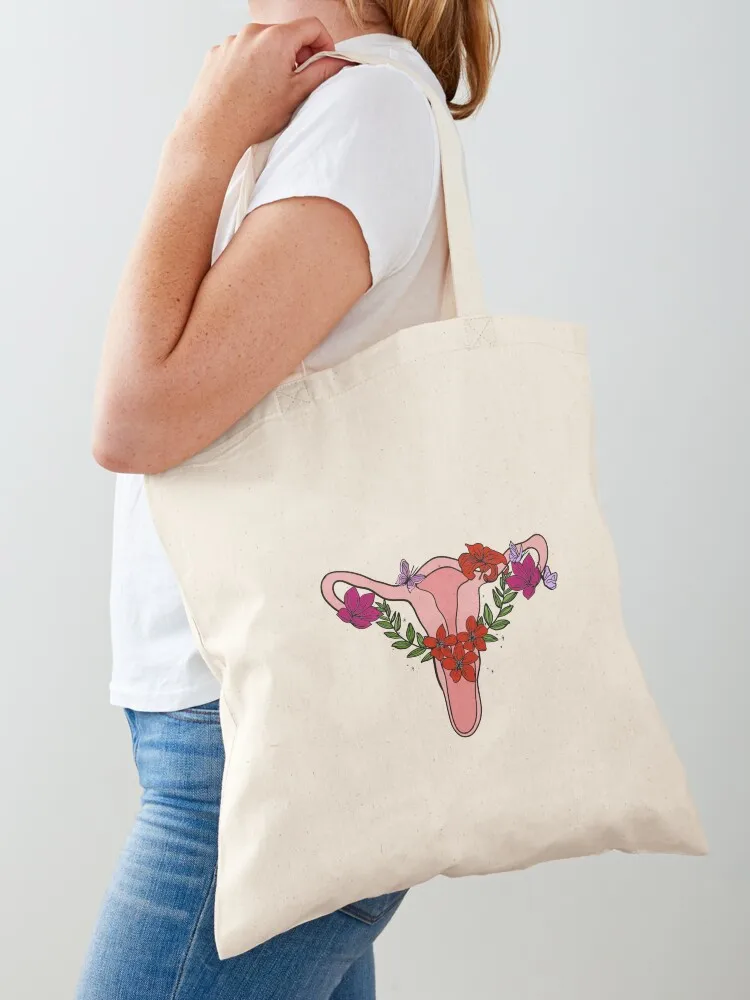 Floral uterus Tote Bag Reusable bags bags woman 2025 Women's shopper bag bag luxury women