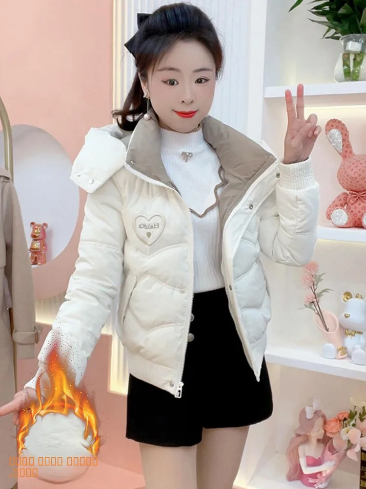 

Корейская женская утепленная флисовая куртка в стиле пэчворк для города, осенне-зимняя, модная, на молнии, свободного кроя