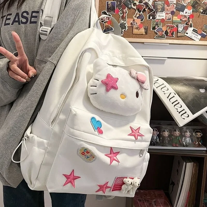 MBTI Y2k Pink Backpack Women Hello Kitty Harajuku Fashion Large Capacity Casual Backpacks Cute Original Students New Female Bag