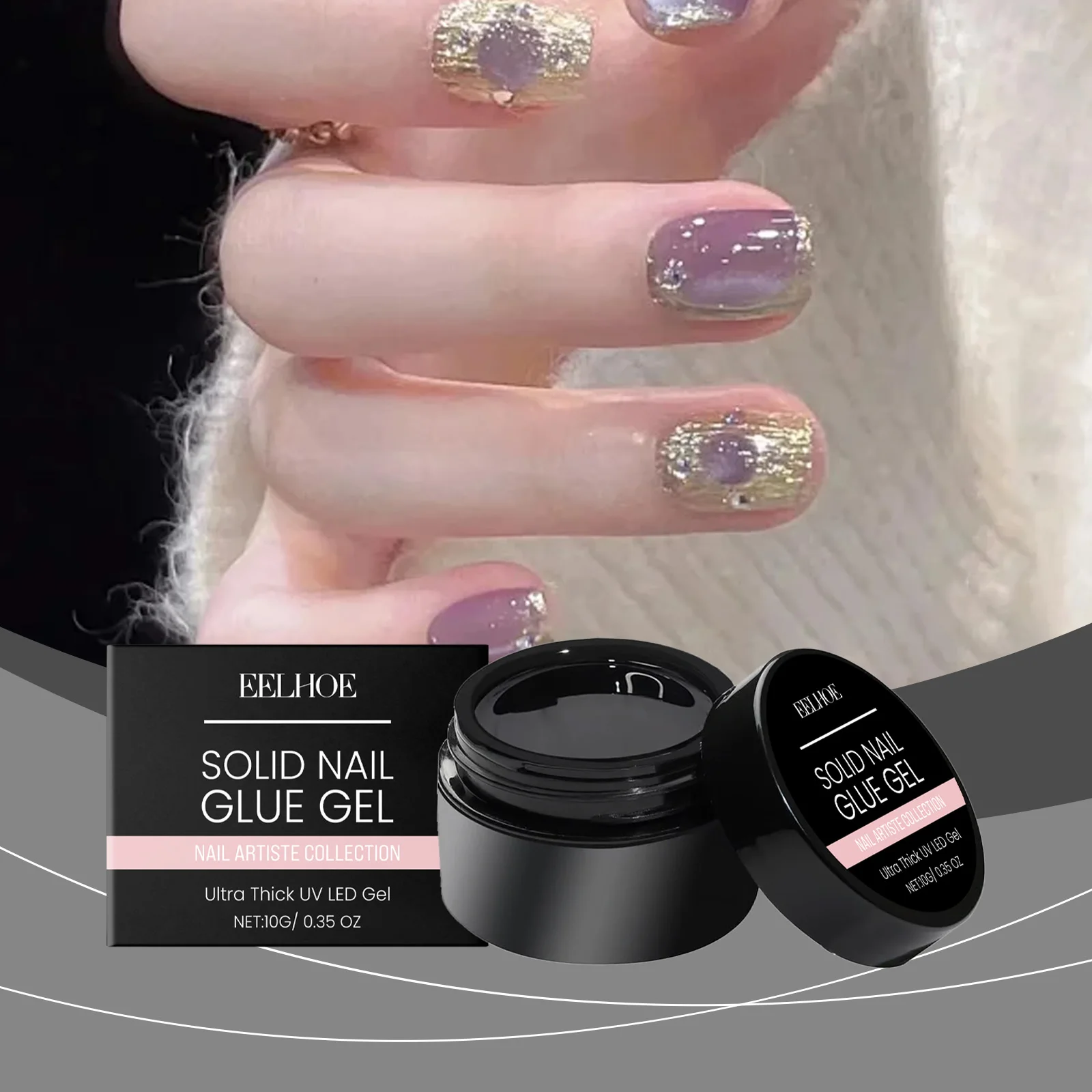 Solid Nail Glue Gel - เจล UV/LED ระดับมืออาชีพสําหรับการต่อเล็บและการซ่อมแซมที่แข็งแกร่ง - 10g/0.35oz - Nail Artiste Collection