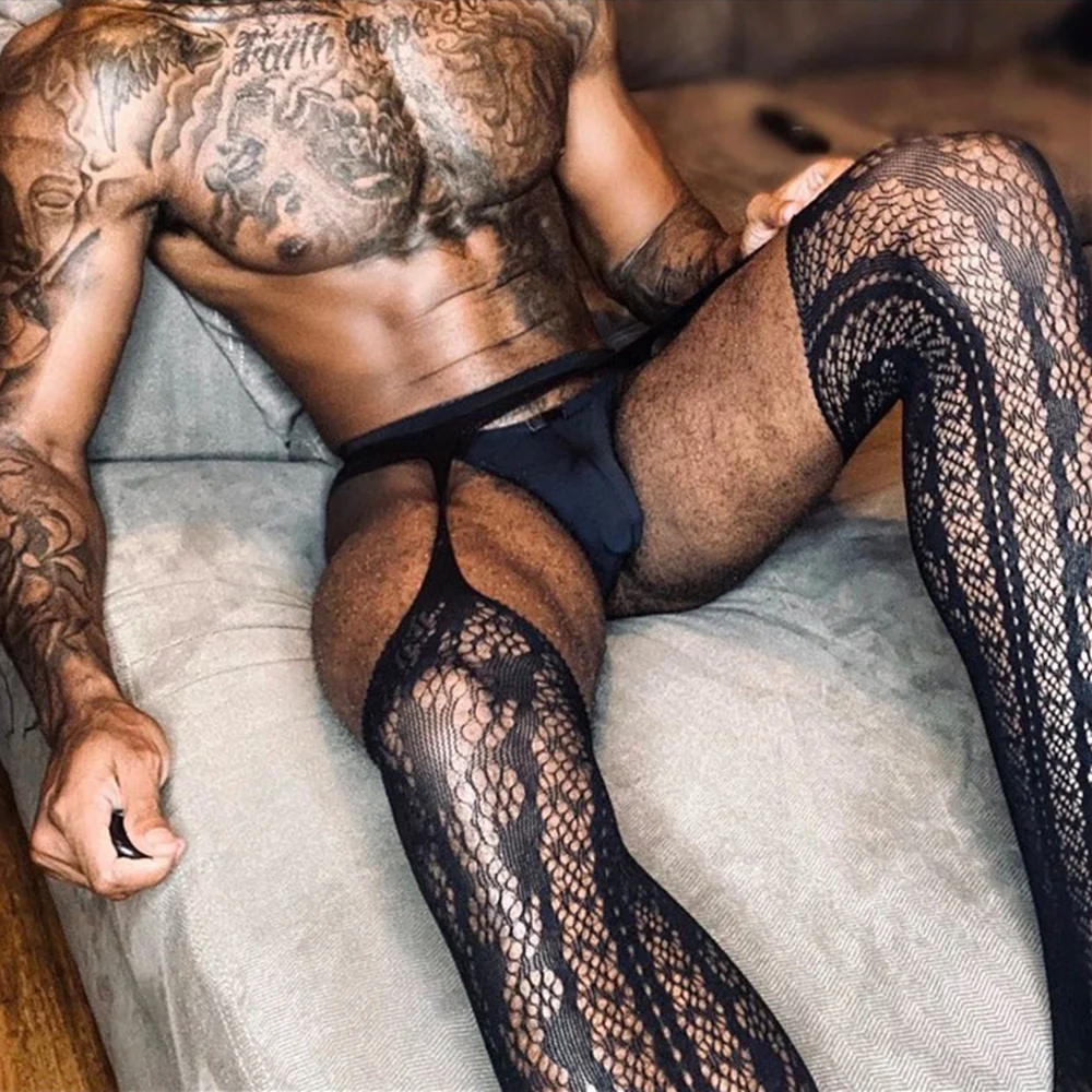 Men\'s Sexy Thigh High Stockings, Male Sexy Pantyhose, Club Wear, Gay Tights, Boy friend, Husband Party Fetish Underwear