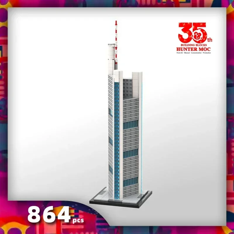 HtMoc 864PCS commerzbank tower Building Blocks World Famous Architecture Bricks City Street View Toys Gifts For Children