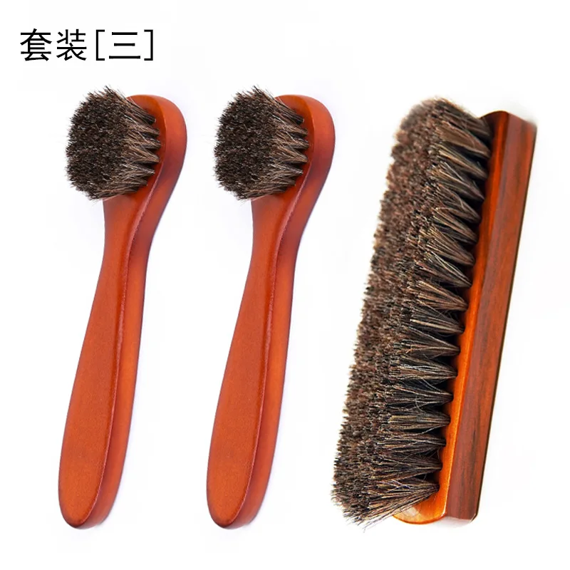 2pcs Horse Hair Shoe Brush Set Shoe Polishing Brush  Horse Hair Shoe Brush Large Leather Shoe Brush Set