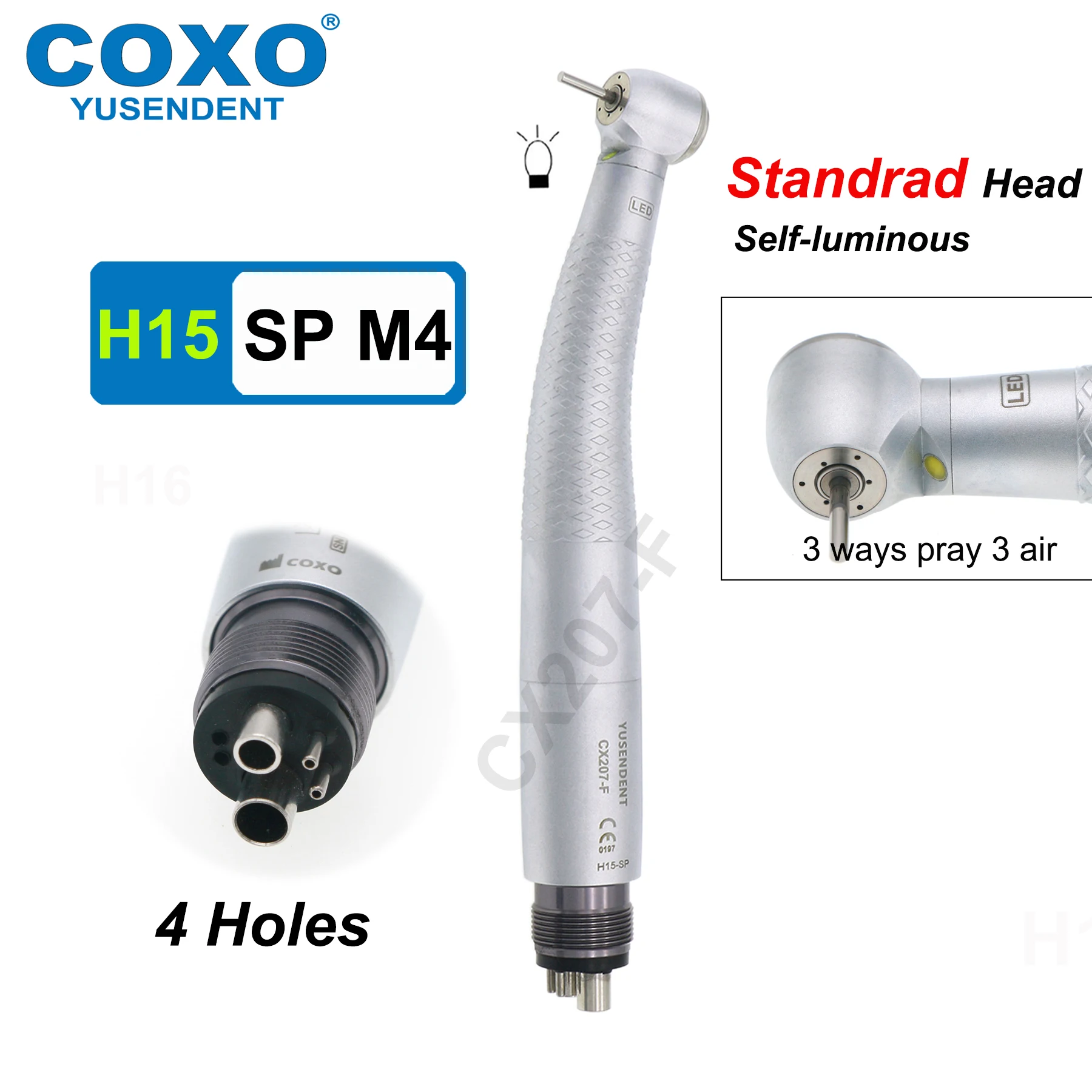 COXO LED Dental Turbine High Speed Handpiece Self Power E Generator Air Turbine Rotor Standard/Torque Head 2/4 Hole Fit NSK KAVO