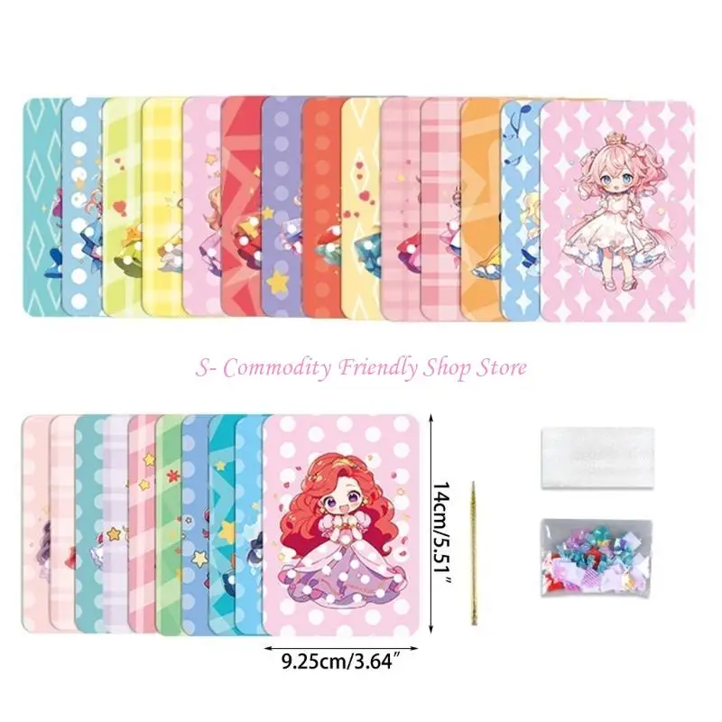 85AE Zestaw kreatywny do ubierania księżniczki Poking Book dla dziewczynek z kolorowymi ubraniami