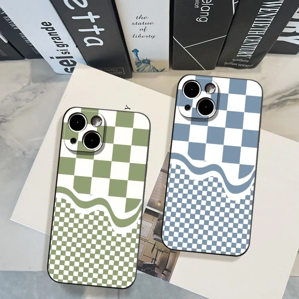

Abstract White Checkerboard Pattern Phone Case For iPhone 17 Air 16 15 14 Plus 13 12 Pro Max 16e Shockproof HD Clear Back Cover