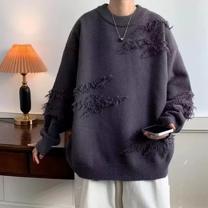 

Loose Fit Men's Knitwear round Ne Sweater plus Size Color Autumn Winter Faion Outerwear Comfortable Polyester Fiber