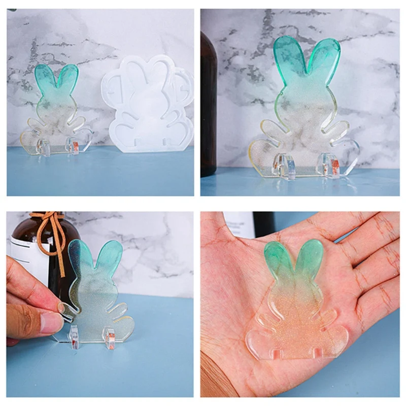 Easter Bunny Mold 3D Cute Rabbit Epoxy Resin Mold Silicone Soap Mould For Home Decoration DIY Crafts Handmade Gifts