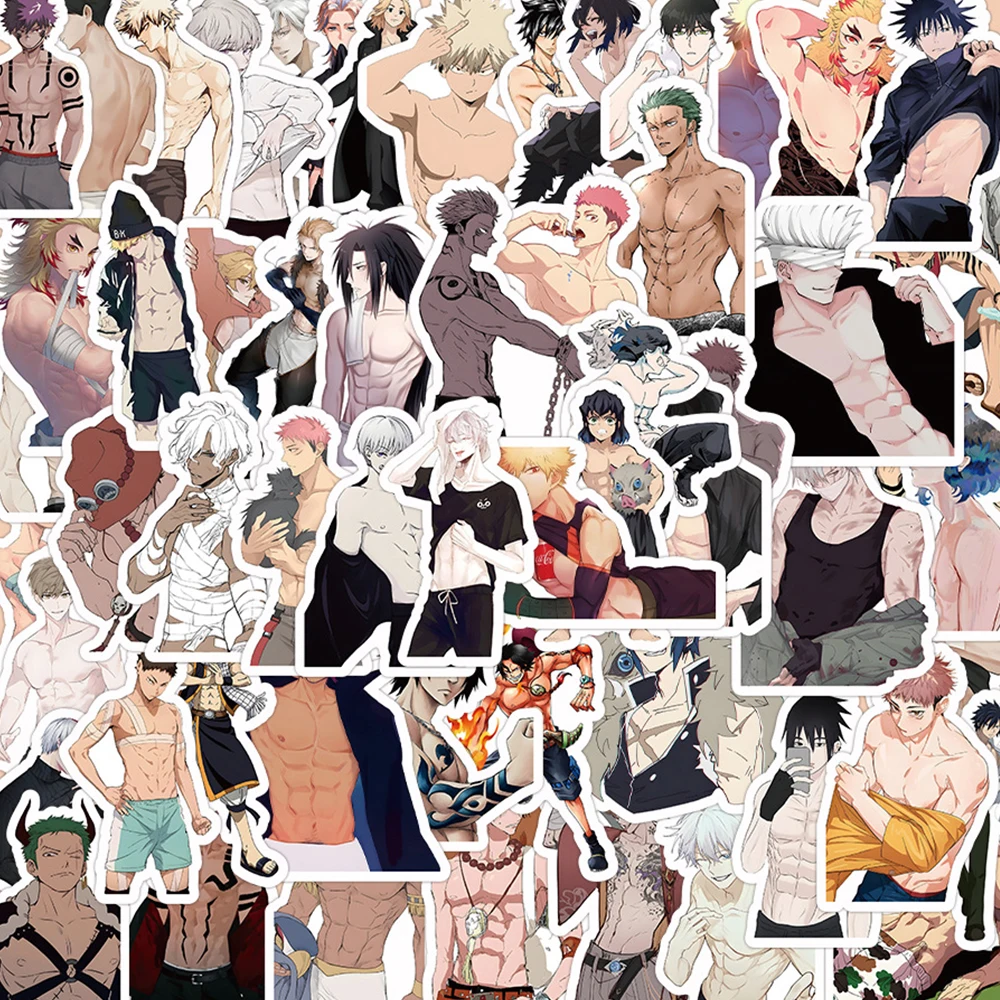 

10/30/60pcs Anime Manga Naked Muscle Man Stickers Decoration Suitcase Laptop Scrapbooking Phone Stationery Japan Kid Toy Sticker