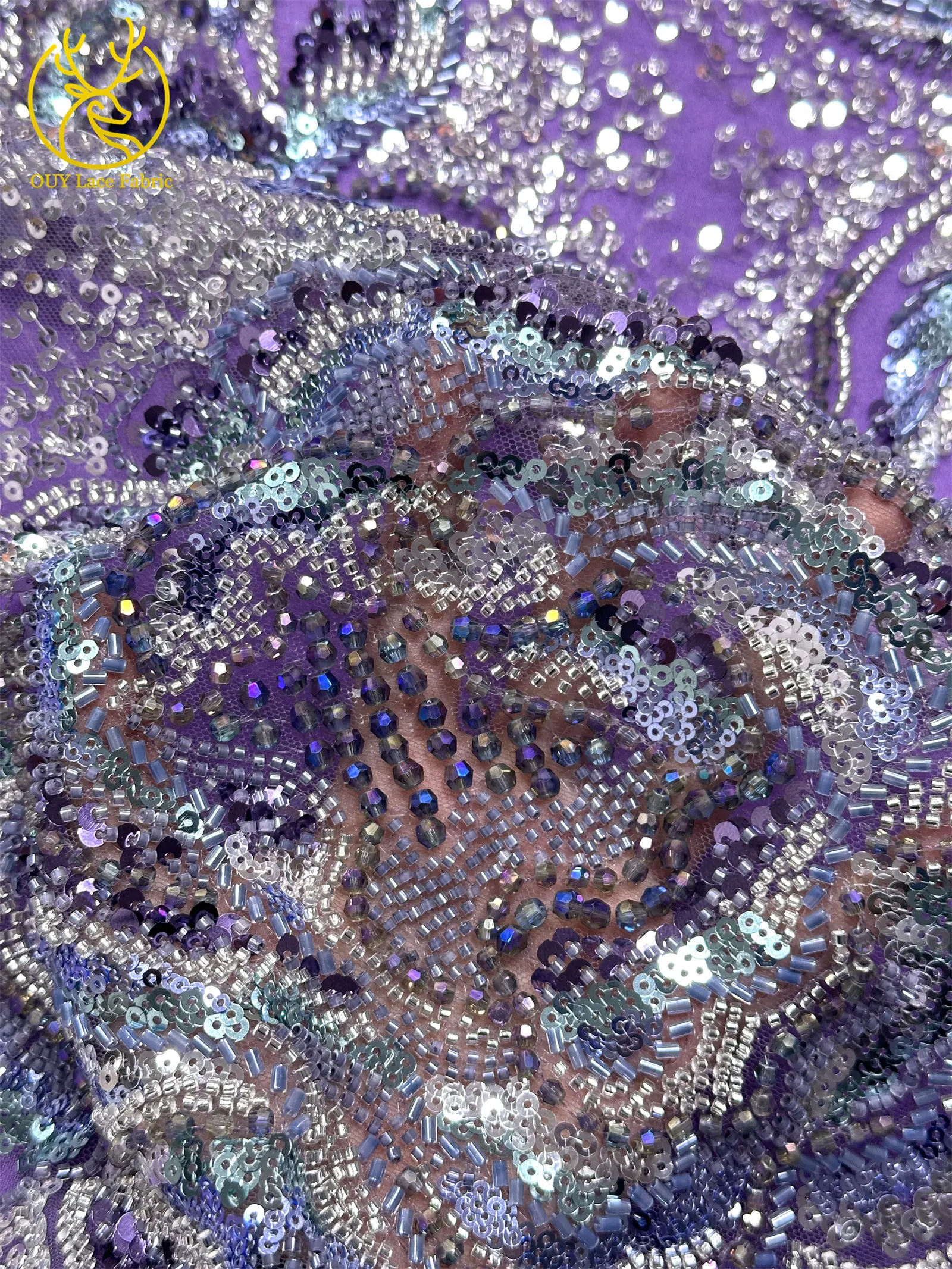 Afrikanischer Bräutigam Schwer Perlenverzierter Spitzenstoff 2026 Hochwertige Französische Nigerianische Pailletten-Spitze Brautkleid-Material – Detail 7