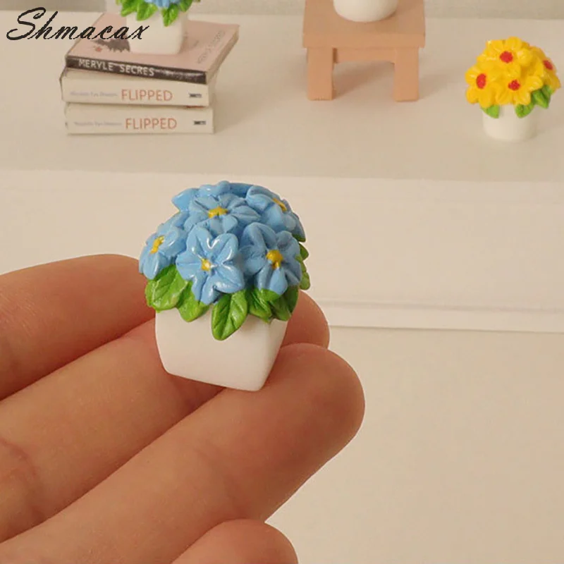 1PC Dollhouse Mini Flower Simulation Miniature Flower Pot accessori per bambole scena Shooting Prop decorazione fai da te