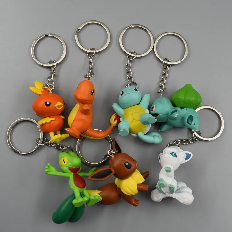 Anime Pokemon Squirtle Charmander Eevee keychain Model Figure Doll Action Collection Room Ornament Kids Christmas Gifts