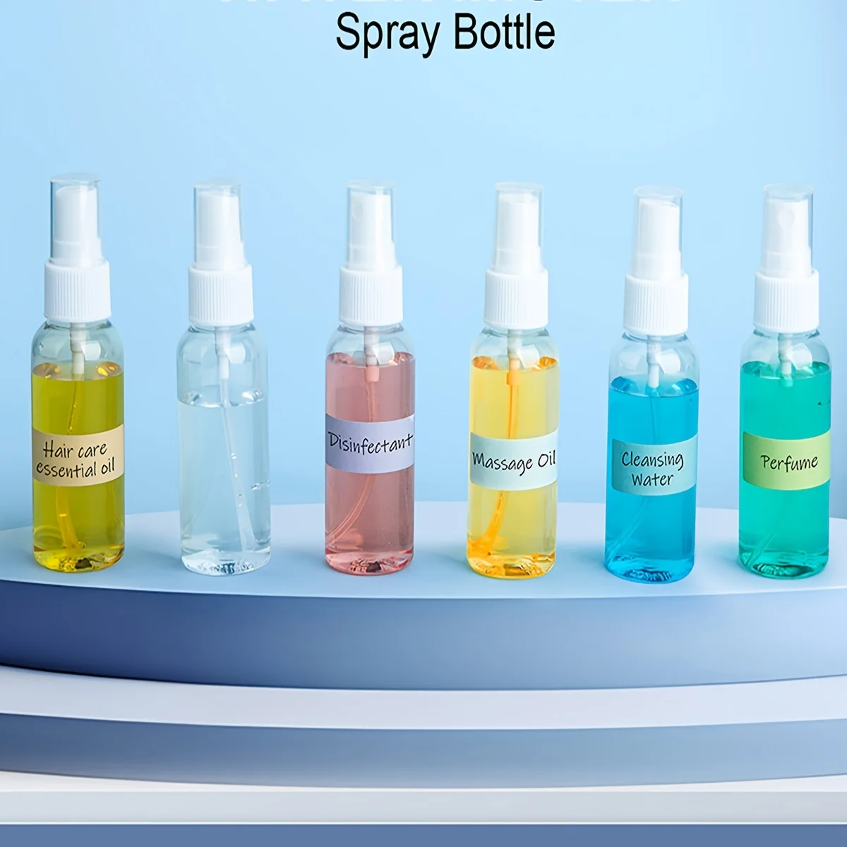 50ml Mini Spray Bottles Plastic, Paired with funnel stickers，Pump Spray Cap Refillable Reusable Empty Atomizer Spray Bottles Tra