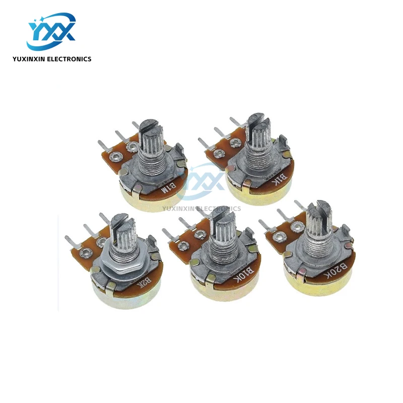 1PCS WH148 B Single Gang Potentiometer 1K 2K 5K 10K 20K 50K 100K 250K 500K 1M Shaft Length L15