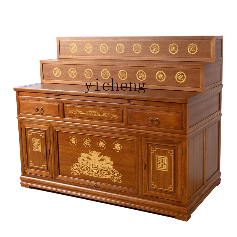 

solid wood Tibetan three-layer table incense case household new Chinese simple Buddhist cabinet feng shui