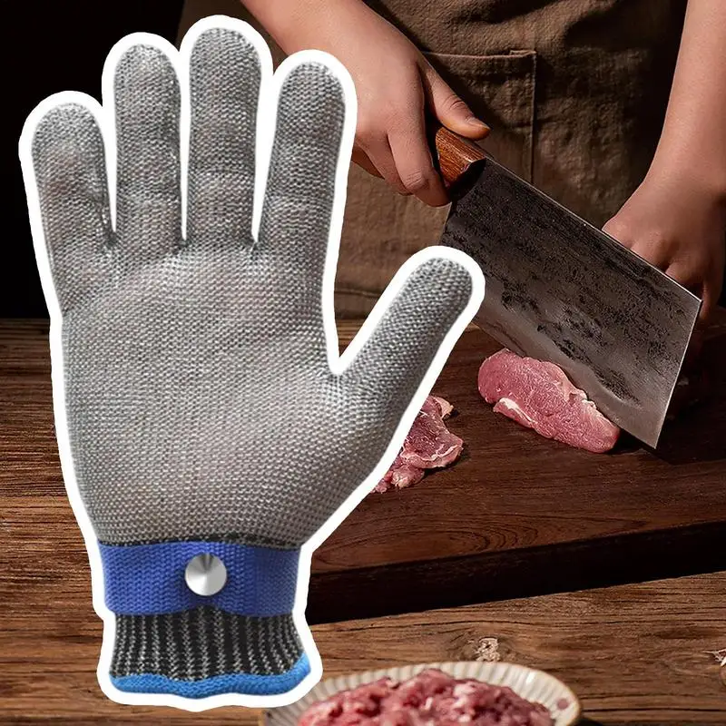 Guantes de corte para el hogar, Protector de dedos, guantes de alambre de Metal, multiusos, transpirable, herramienta para descascar huîtres y peces con comodidad