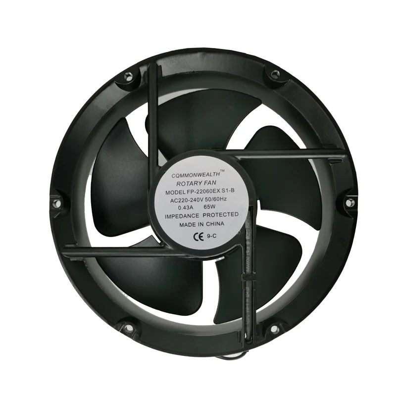 FP-22060EX-S1-B 220x220x60mm 18cm AC220V 0.43A 65W Axial Flow Cooling Fan Industrial Cabinet Exhaust Ventilation Fan