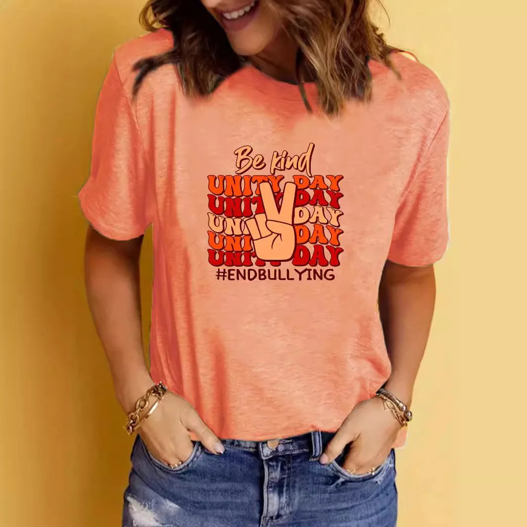 

Women's Pattern Letter-printed Round Neck Short-sleeved T-shirt Casual Fashion Explosion T-shirt Women Clothes Aesthetic Clothes