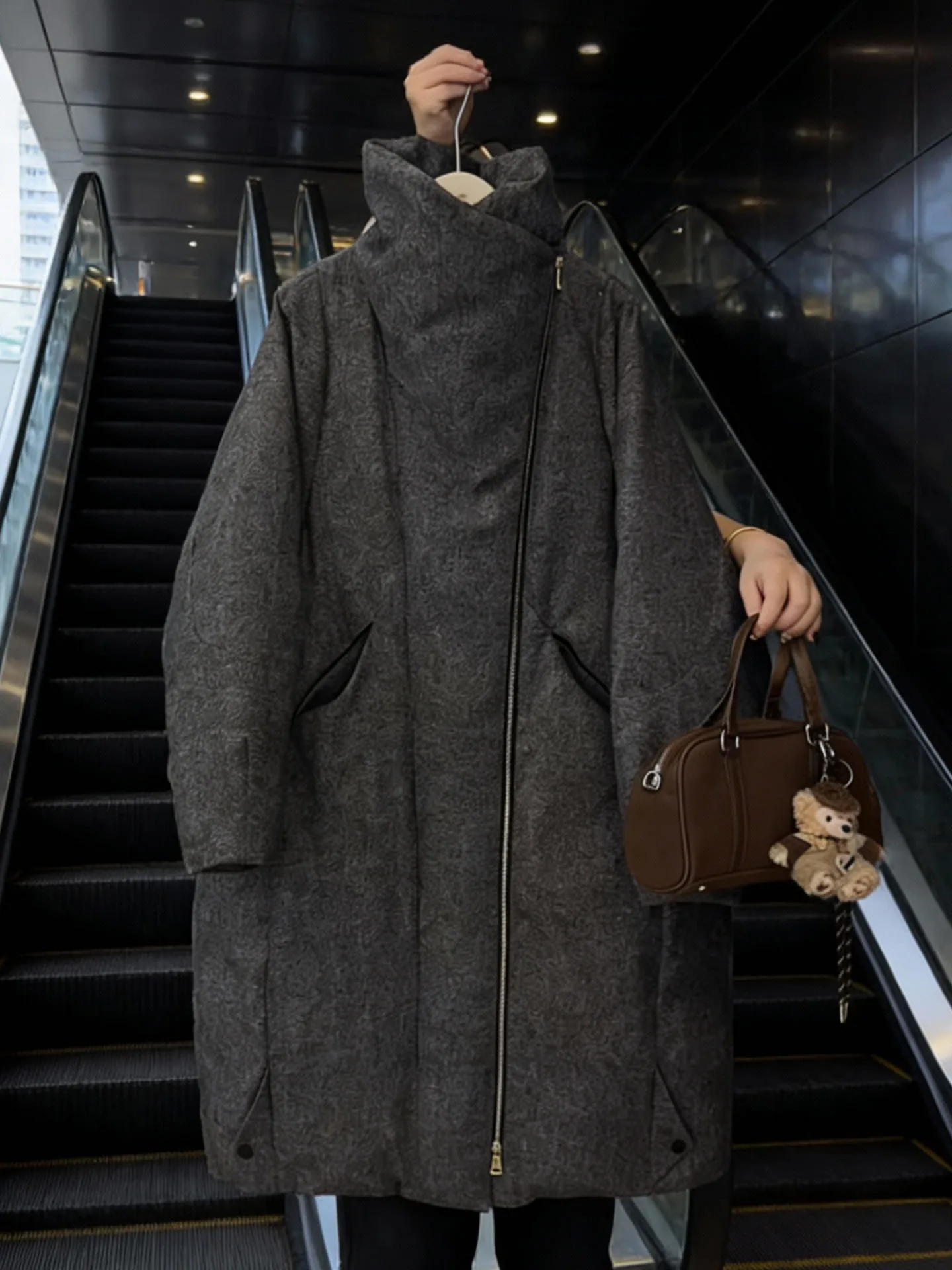 

Sli Long ey Du down Jaet Women's Winter Thi Outerwear Casual Sle Regular Fit High Waist Zipper Closure Warmth