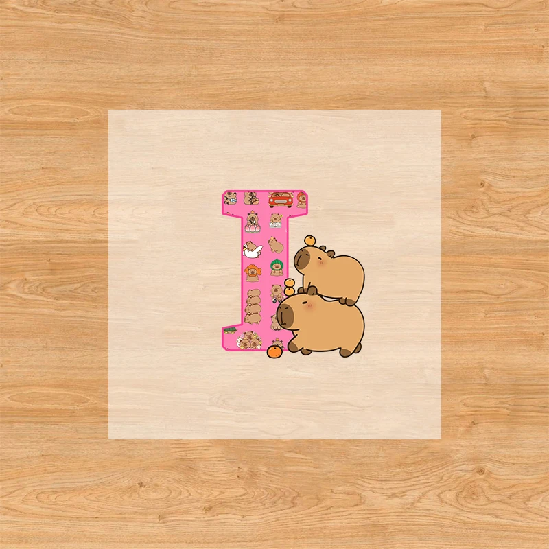 Nueva pegatina de hierro de Capibara, letras de Capibara de dibujos animados, pegatinas de transferencia de calor de A-Z, ropa Diy para niños, decoración de mochila, regalos