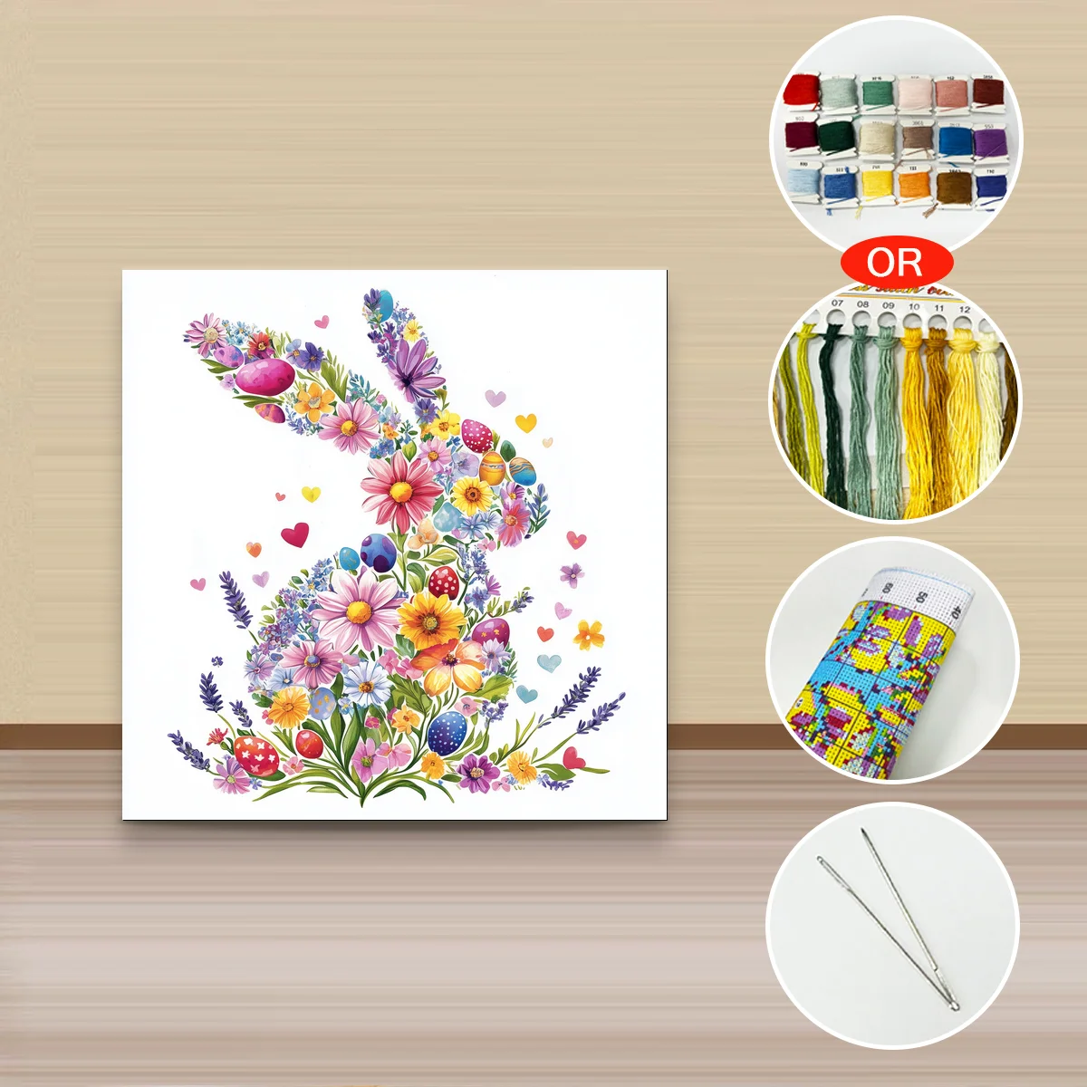 1 Stück 30x30 cm/11,8 Zoll, 11Ct/14Ct Kreuzstich-Set, DIY Valentinstagsgeschenk, Stickerei-Set für Festlichkeiten, Blumenhase – Detail 2