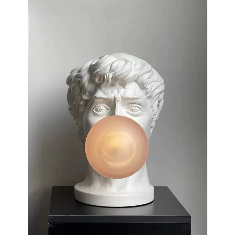 Creative sculpture David blowing bubble table lamp ornament, living room, exhibition hall, villa, ambient light