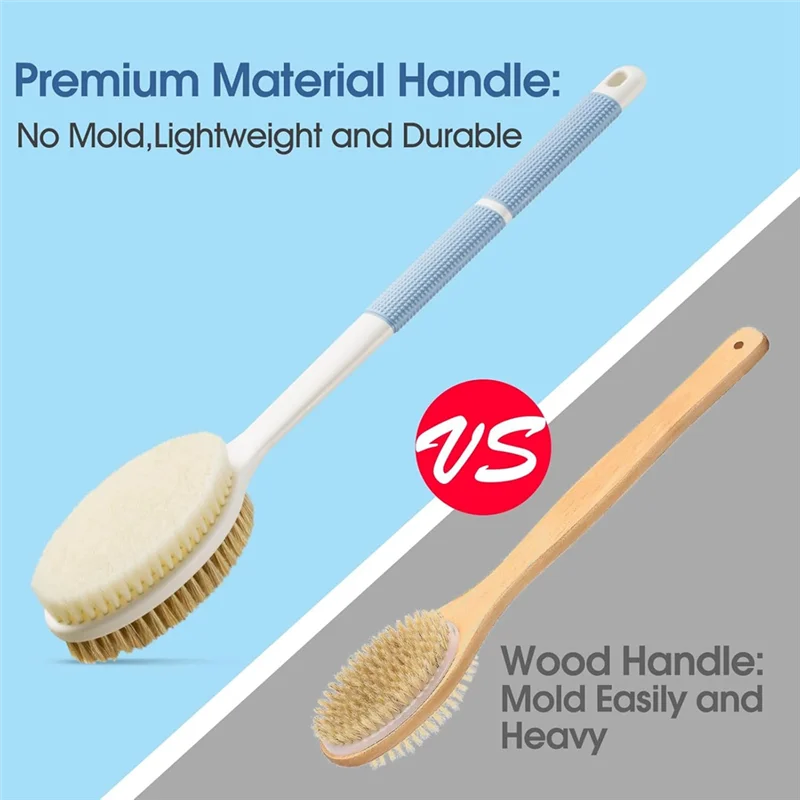ABDJ-Cepillo de ducha exfoliante corporal, mango largo con cerdas duras y suaves, estropajo antideslizante para baño o cepillo seco