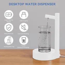 Smart Desktop Water Dispenser 5 Gallon Charging Automatic Water Bottle Dispenser Quantitative Pumping With 7 Levels Water Pumps