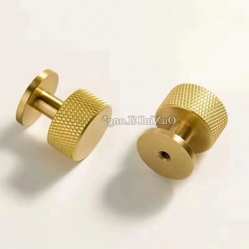 HOT 20PCS Solid Brass Knurled Furniture Door Handles Drawer Cabinet Knobs Cupboard Wardrobe Closet TV Wine Cabinet Pulls Knobs