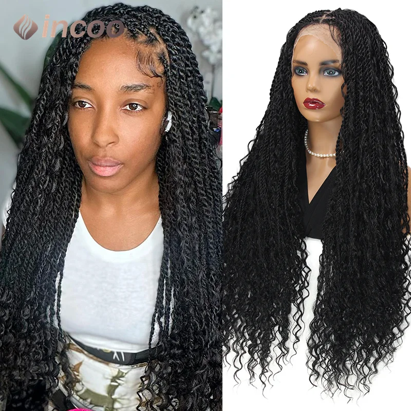 

Synthetic Full Lace Front Wigs for Women Twist Boho Box Braided Wigs Curly Hair Goddess Locs Braided Wig Bohemian Box Braid Wig