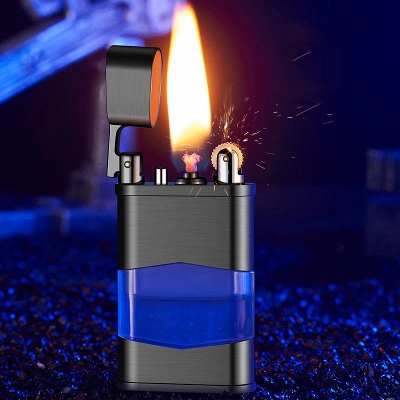 Flint Unusual Transparent Original Oil Gasoline Cigarette Grinding Wheel Kerosene Lighter Metal Windproof Lighter Petrol Lighter