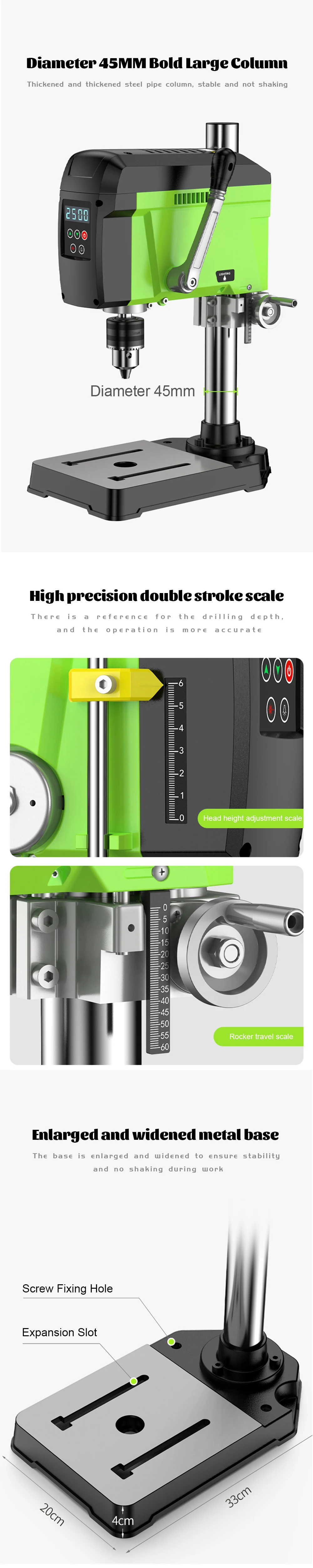 Allsome BG-516809+BG-6369 400 W Tischbohrmaschine mit 2-in-1-Fräsen, Bohren, Präzisions-Schraubstock-Kombinationsset – Detail 2