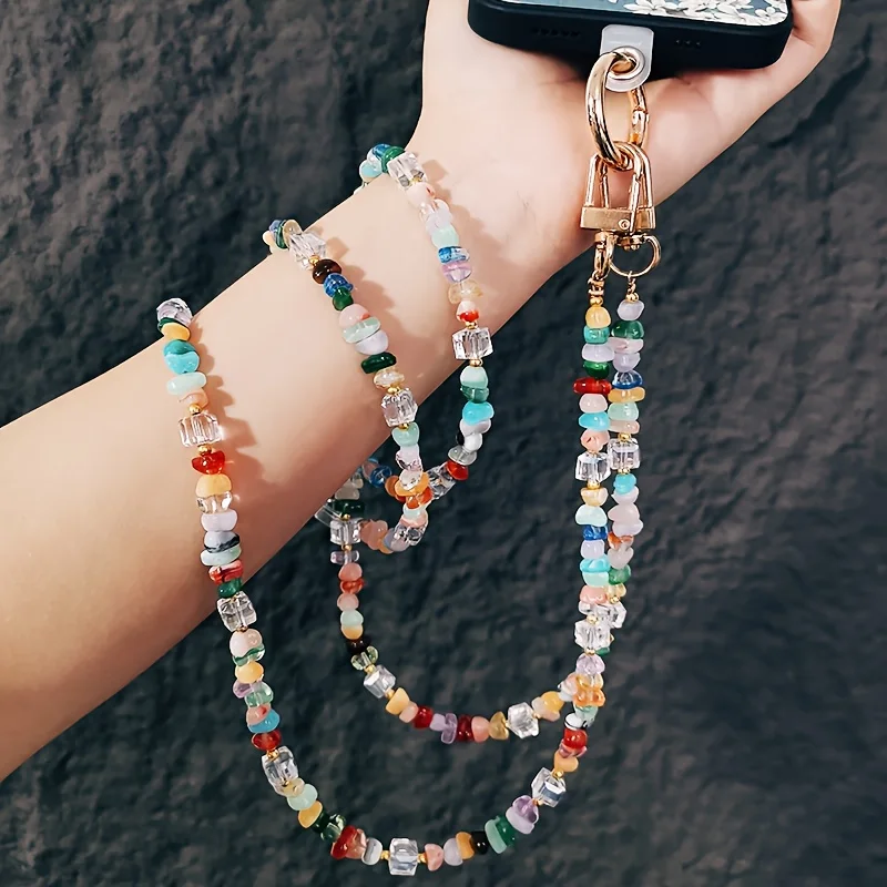 Fashionable Colorful Beaded Phone Charm, Sweet and Stylish Women's Accessory, Crossbody Strap, Prevent Theft and Loss of Phones.