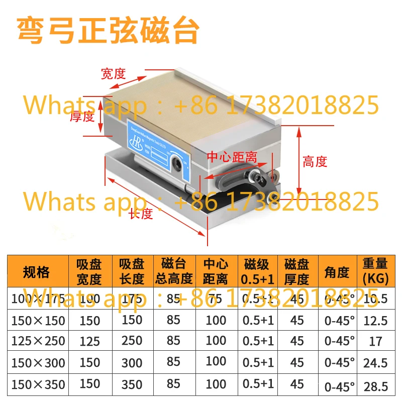 Rectificadora endurecida de mesa magnética, disco de pendiente sinusoidal, potente mesa sinusoidal integrada, ajustable
