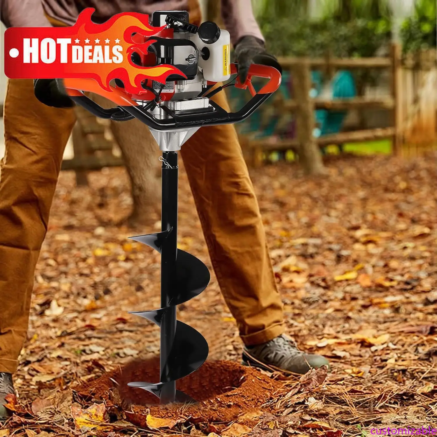 

Customizable 52CC 2-Stroke Gas Powered Earth Auger Post Hole Digger,for Garden&Lawn Digging Drilling