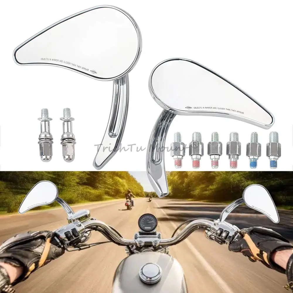 

1 пара универсальных зеркал заднего вида 8 мм слева и справа для мотоцикла Touring Cruiser Chopper Bobber